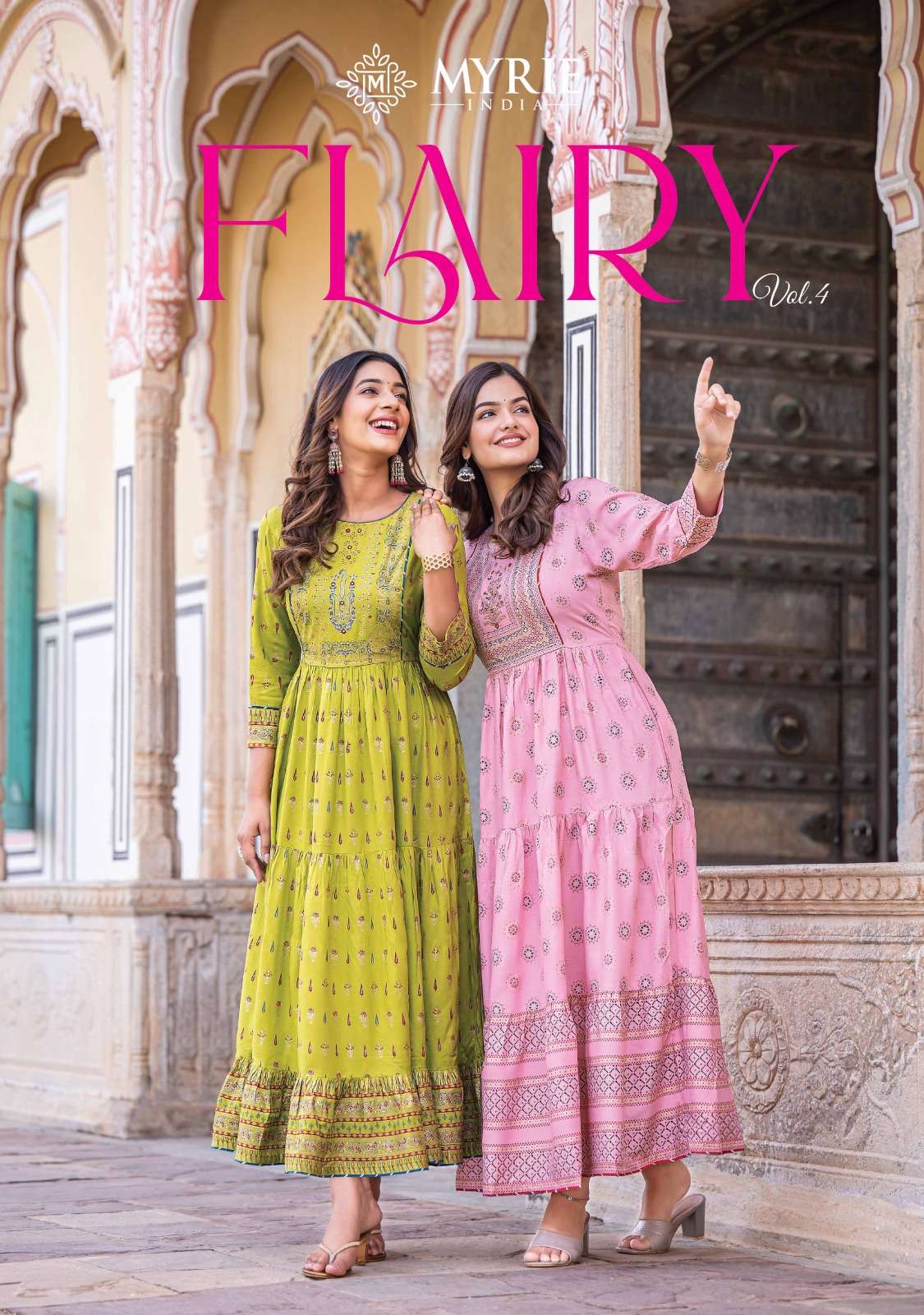 FLAIRY VOL-4 BY MAYRIE 401 TO 408 SERIES RAYON PRINT EMBRODIERY GOWNS