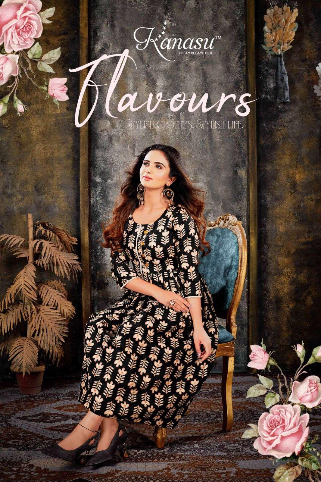 FLAVOURS BY KANASU 1001 TO 1008 SERIES HEAVY CAPSULE RAYON PRINT KURTIS