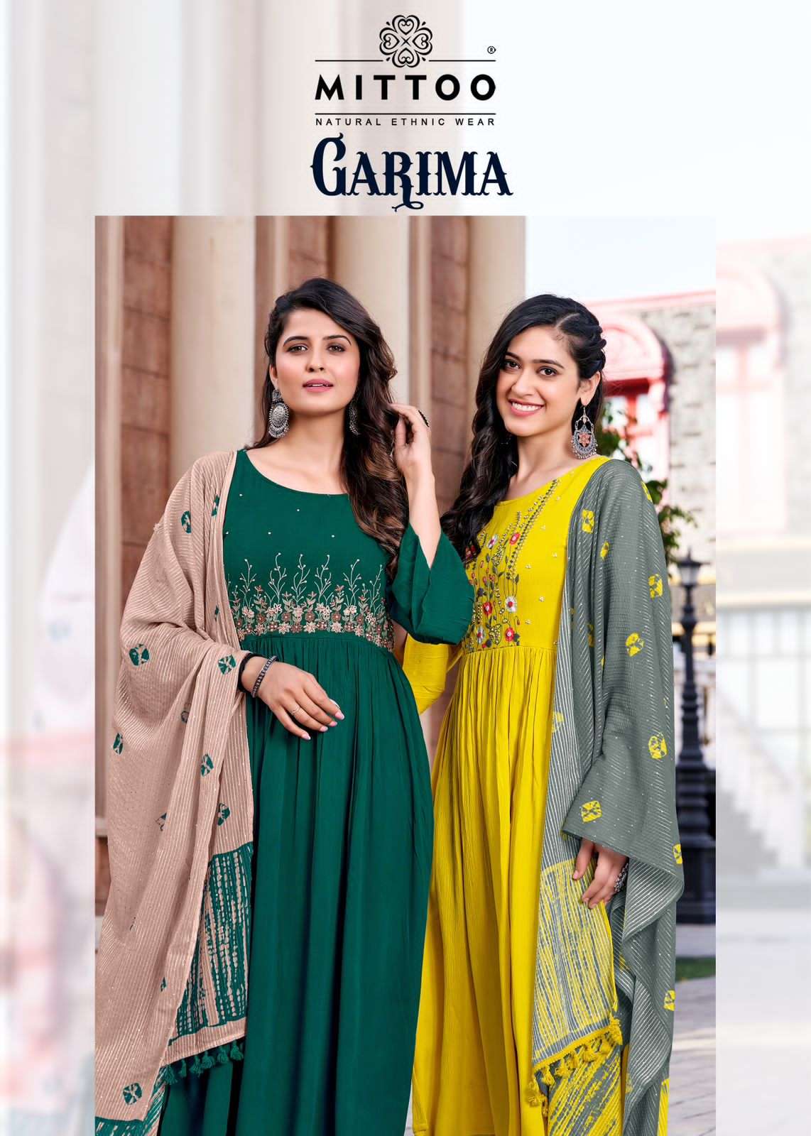 GARIMA BY MITTOO 3001 TO 3006 SERIES RAYON WRINKLE WORK NAYRA READYMADE DRESSES