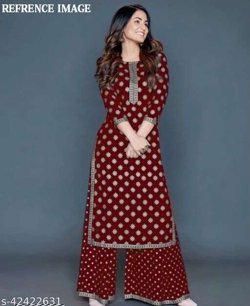 GOLDY PLAZZO BY AQSAWHOLESALE RAYON FOIL PRINT KURTI AND PALAZZO