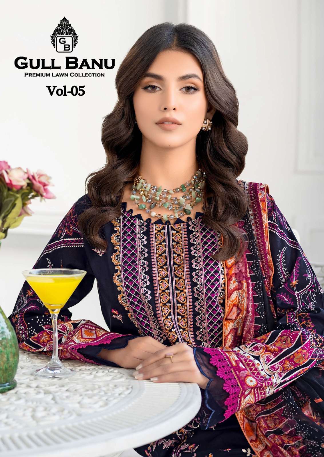 GULL BANU VOL-5 BY GULL AAHMAD 5001 TO 5006 SERIES PURE LAWN PRINT PAKISTANI DRESSES