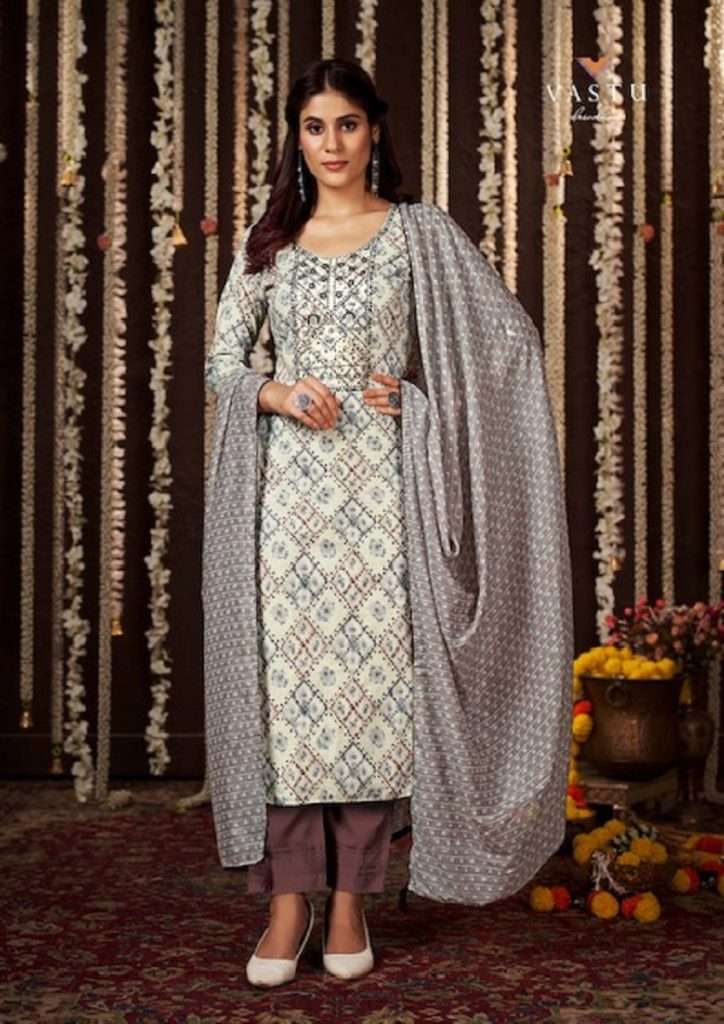 GULMOHAR BY VASTU 2001 TO 2010 SERIES LAWN PRINT HEAVY WORK DRESSES