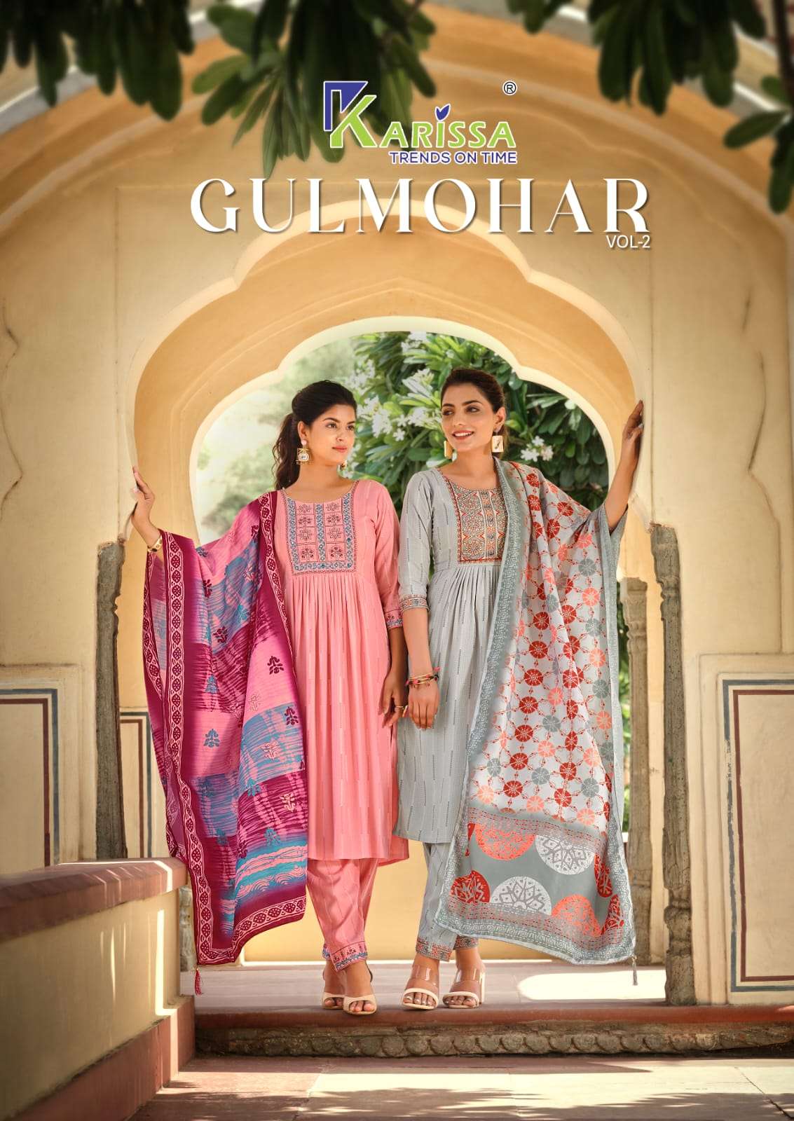 GULMOHAR VOL-2 BY KARISSA 5001 TO 5006 SERIES RAYON WORK READYMADE DRESSES