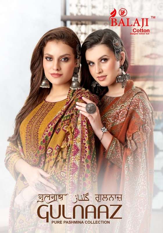 GULNAAZ BY BALAJI COTTON 1001 TO 1008 SERIES PURE PASHMINA EMBROIDERY DRESSES