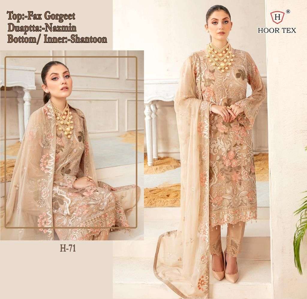 H-71 HIT DESIGN BY HOOR TEX FAUX GEORGETTE EMBROIDERY PAKISTANI DRESS