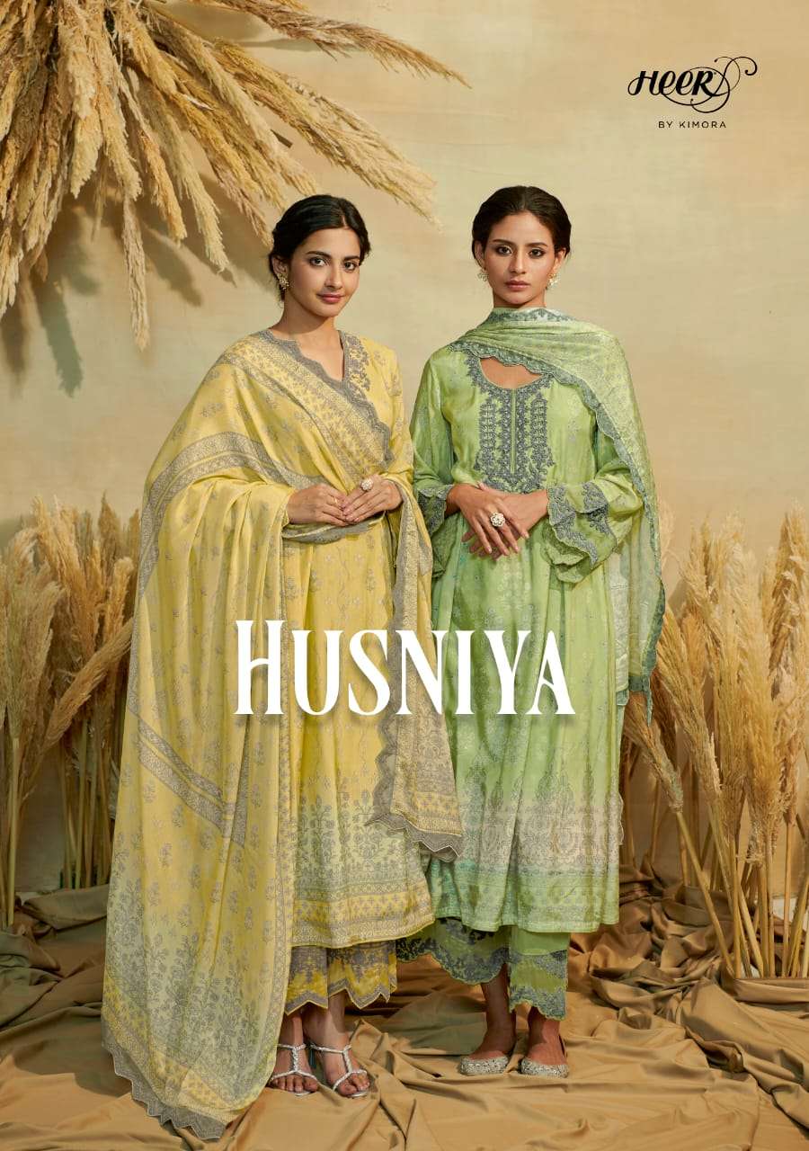 HUSNIYA BY HEER 9081 TO 9088 SERIES MUSLIN PRINT EMBRODIERY WORK DRESSES