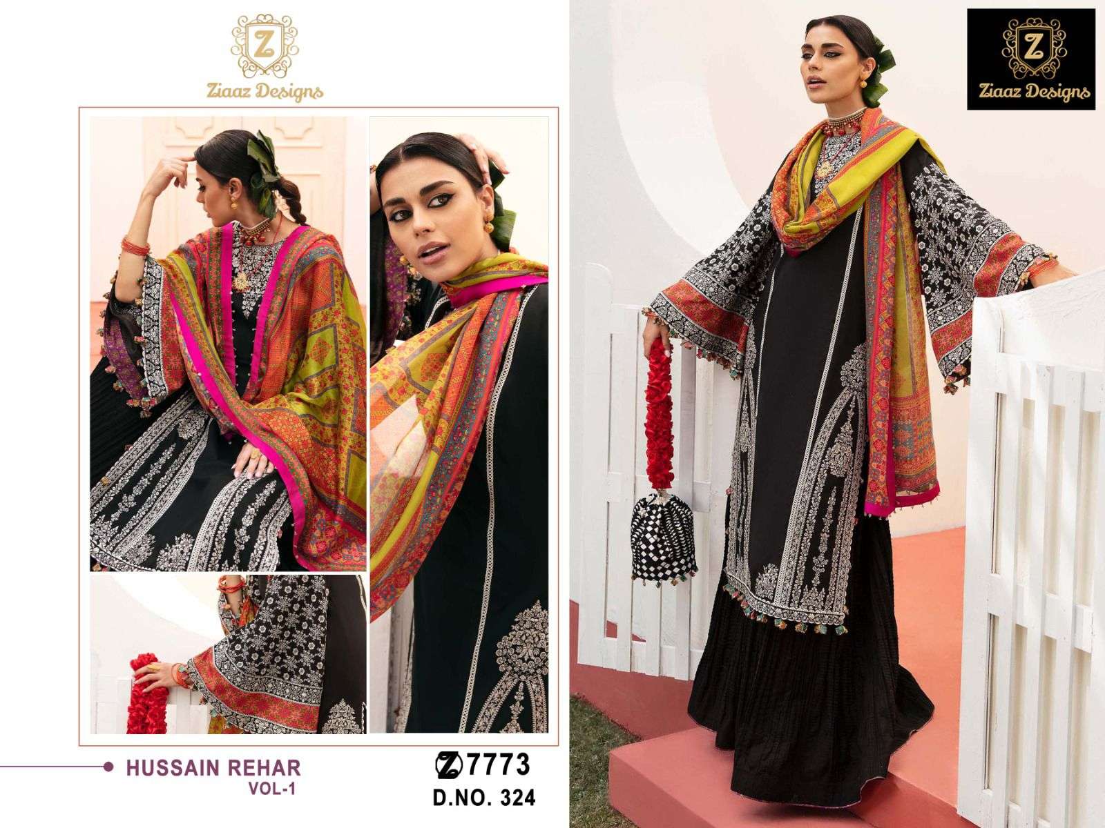 HUSSAIN REHAN 324 BY ZIAAZ DESIGNS RAYON EMBROIDERY WORK PAKISTANI DRESS