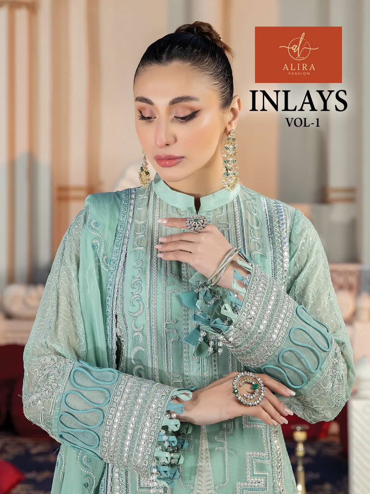 INLAYS VOL-1 BY ALIRA 18 AND 19 SERIES FAUX GEORGETTE EMBROIDERY PAKISTANI DRESSES