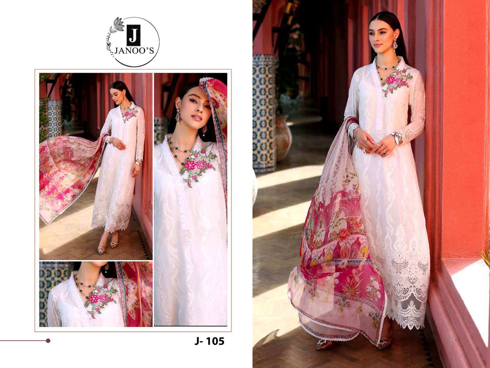 J-105 HIT DESIGN BY AQSAWHOLESALE COTTON CHIKENKARI WORK PAKISTANI DRESS