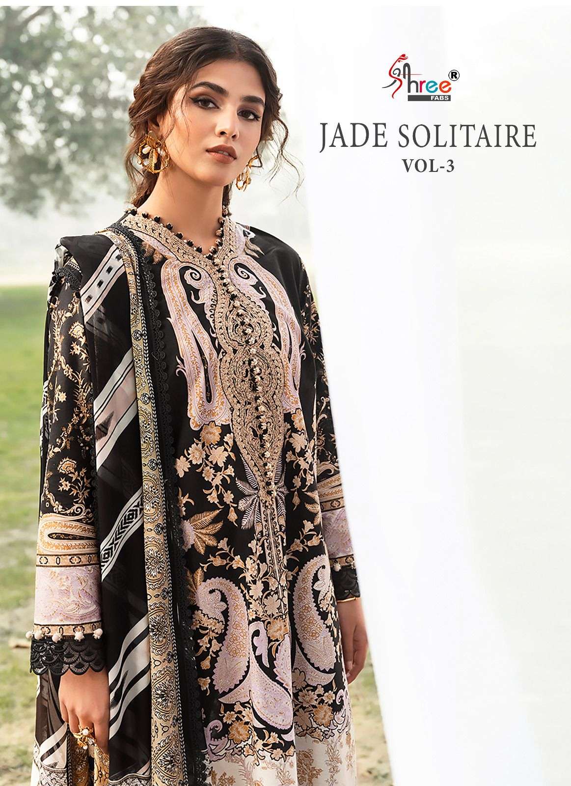 JADE SOLITAIRE VOL-3 BY SHREE FABS 3181 TO 3186 SERIES COTTON EMBROIDERY PAKISTANI DRESSES