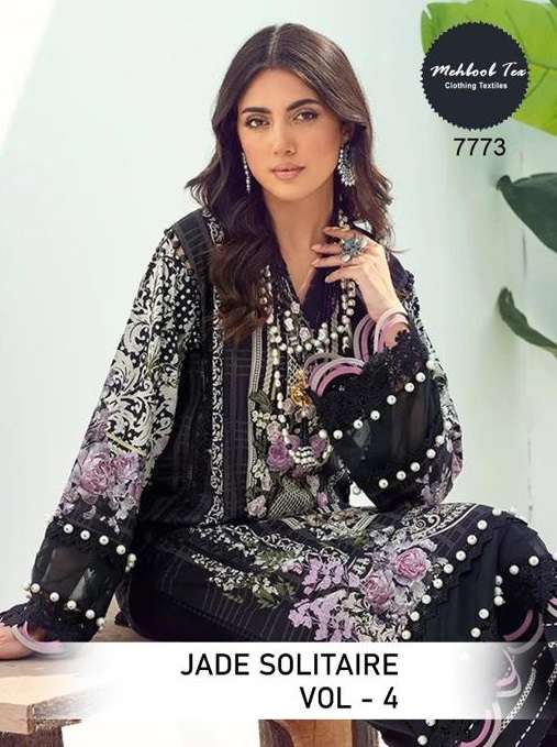 JADE SOLITAIRE VOL-4 BY MEHBOOB TEX 1128 TO 1129 SERIES COTTON EMBROIDERY PAKISTANI DRESSES