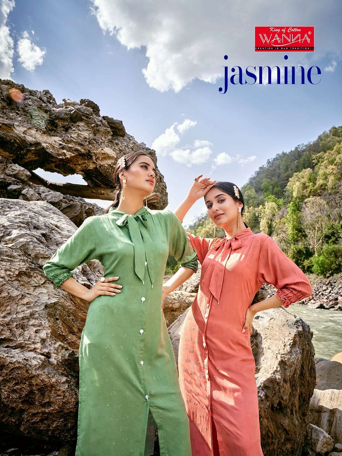 JASMINE BY WANNA 1001 TO 1006 VISCOSE RAYON WORK KURTIS