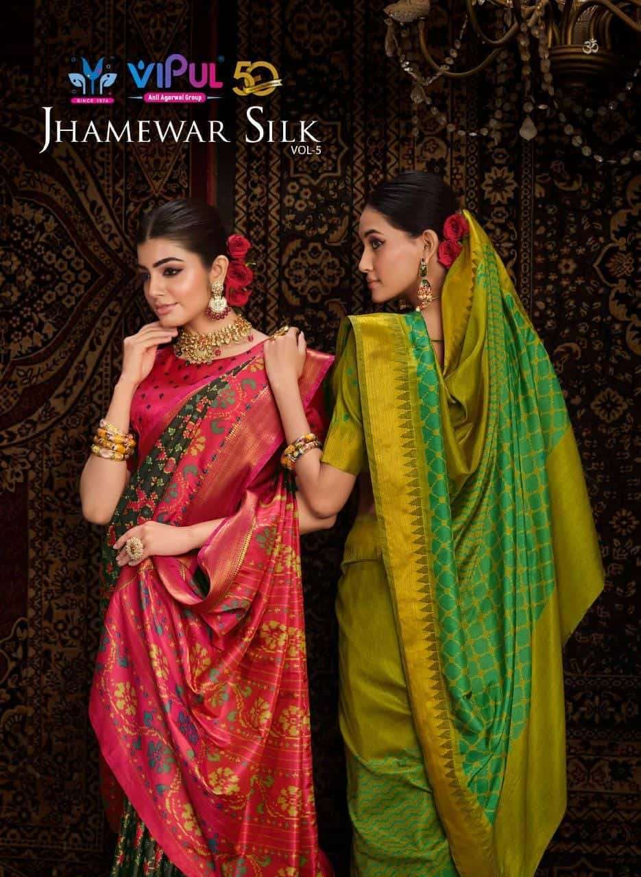 JHAMEWAR SILK VOL-5 BY VIPUL 70317 TO 70334 SERIES SOFT SILK DESIGNER SAREES