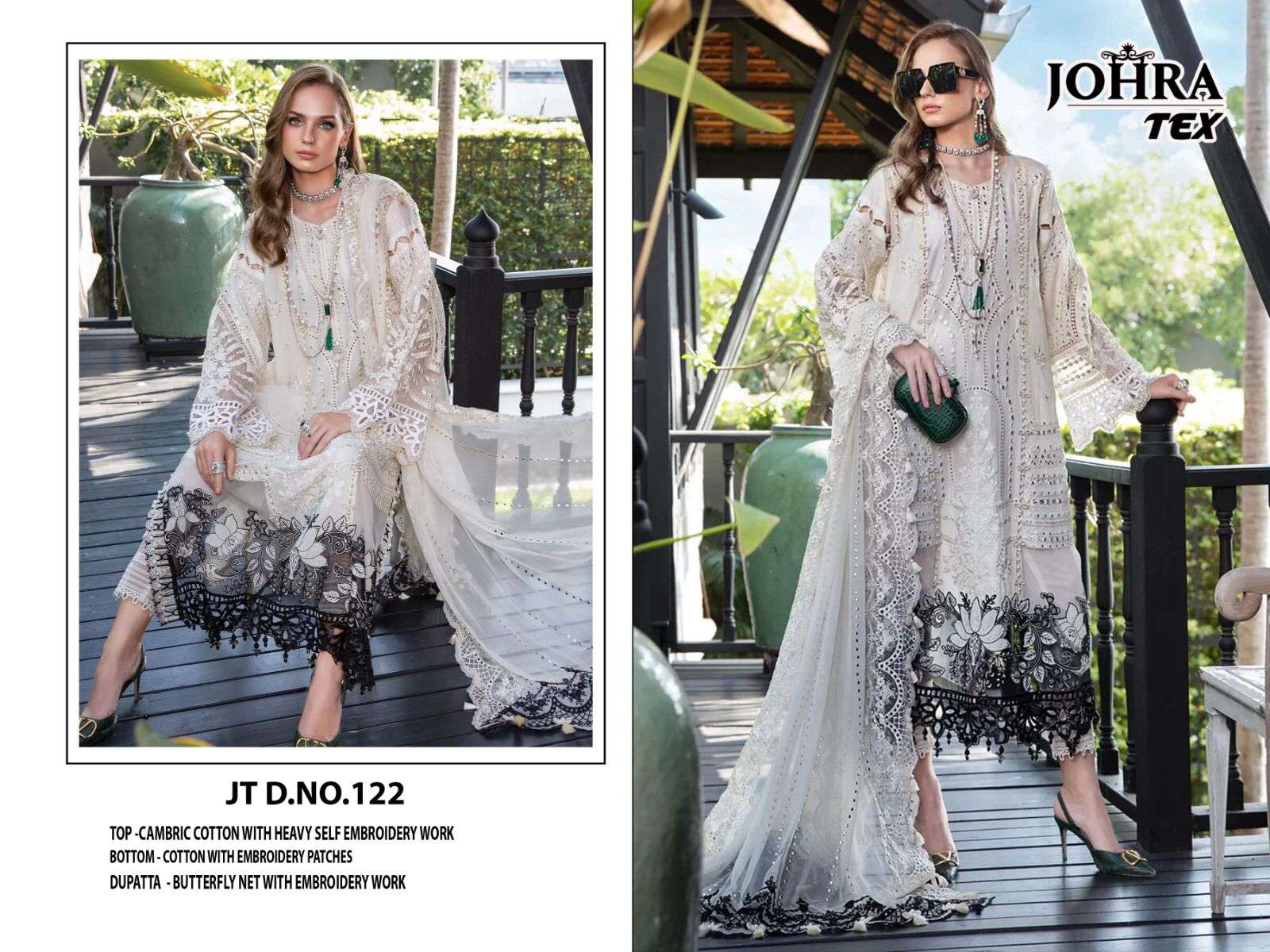 JT-122 HIT DESIGN BY JOHRA TEX COTTON EMBROIDERY PAKISTANI DRESS