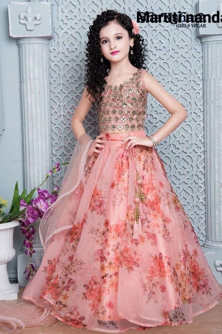 KAHIRAA-1000 BY AQSAWHOLESALE FAUX GEORGETTE EMBROIDERY KIDS LEHENGA