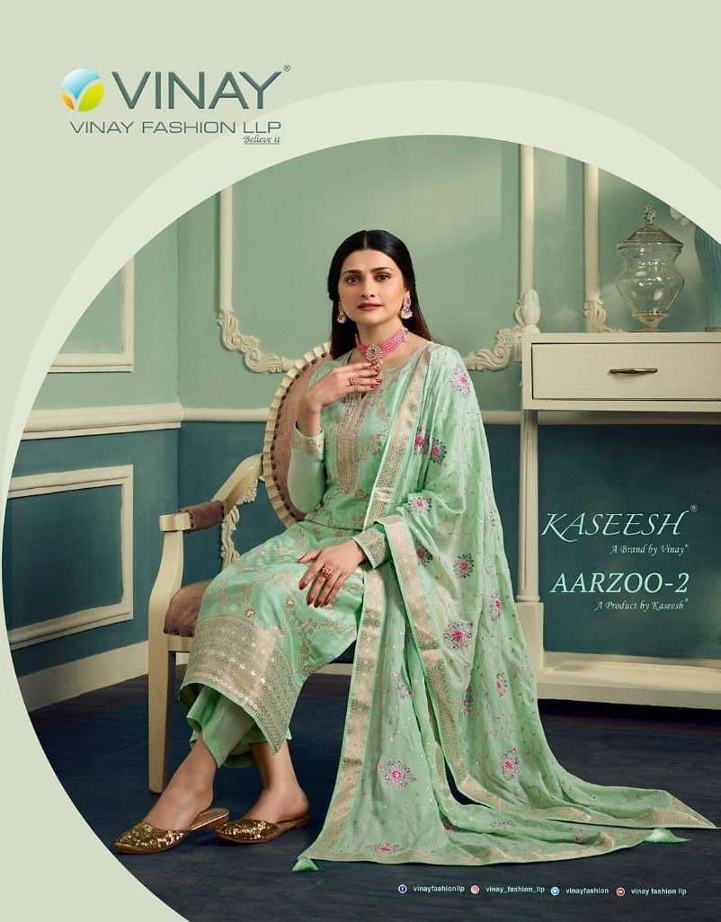 KASEES AARZOO VOL-2 BY VINAY FASHION 61981 TO 61988 SERIES DOLA ZARI WORK DRESSES