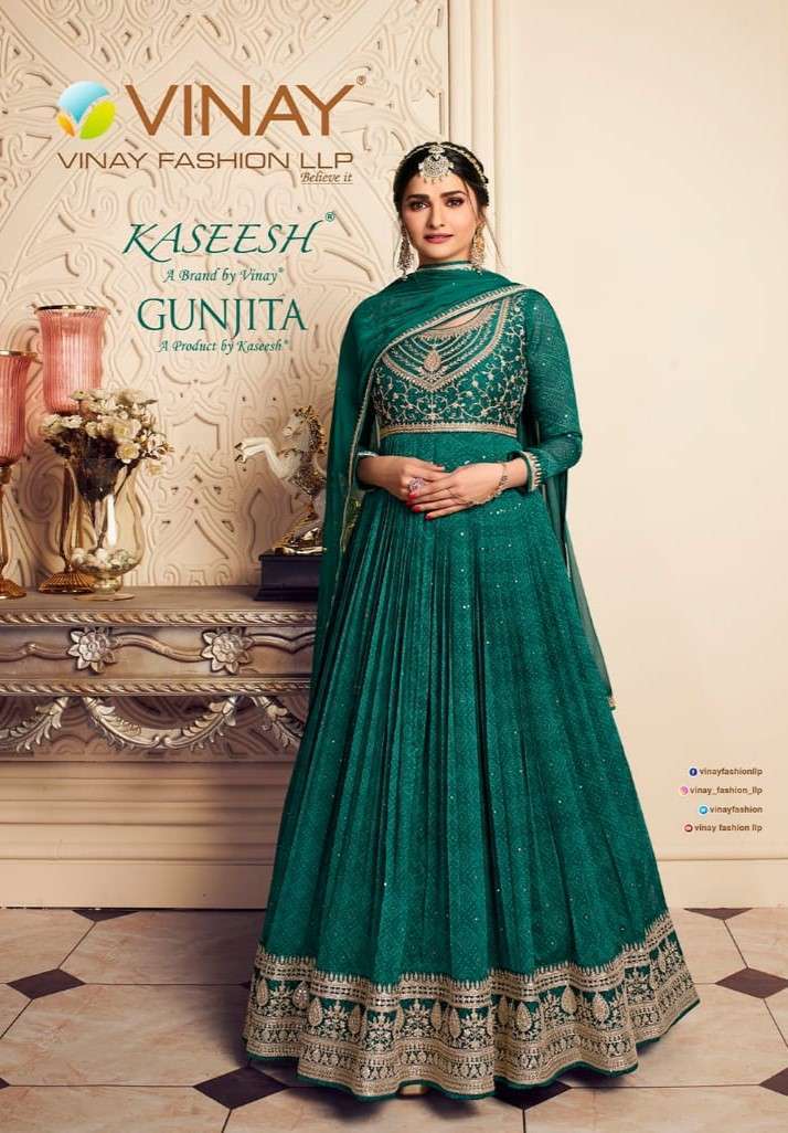 KASEESH GUNJITA BY VINAY FASHION 62611 TO 62616 SERIES SILK EMBROIDERY ANARKALI SUITS