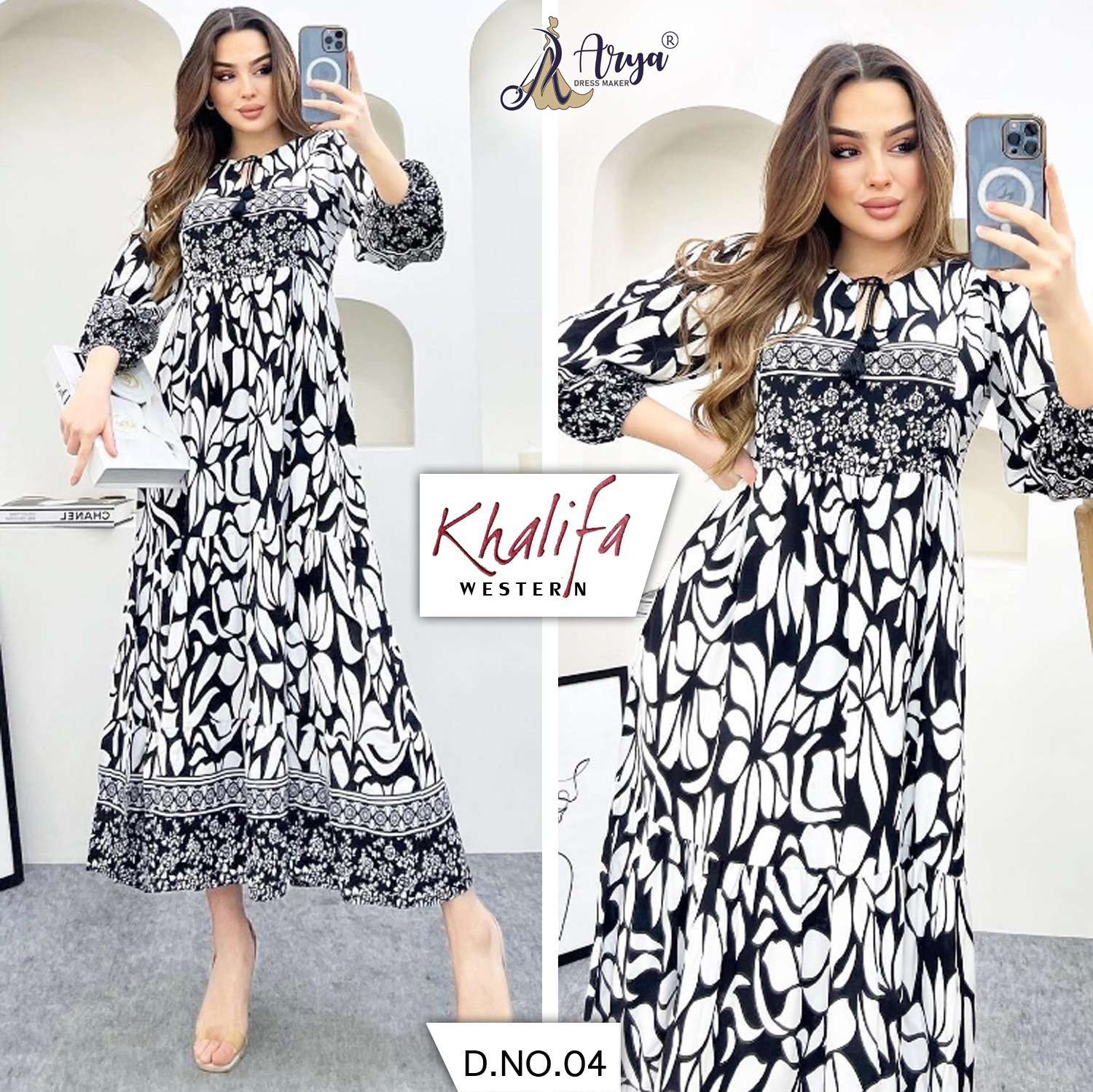 KHALIFA WESTERN BY ARYA DRESS MAKER 01 TO 04 SERIES MUSLIN PRINT KURTIS