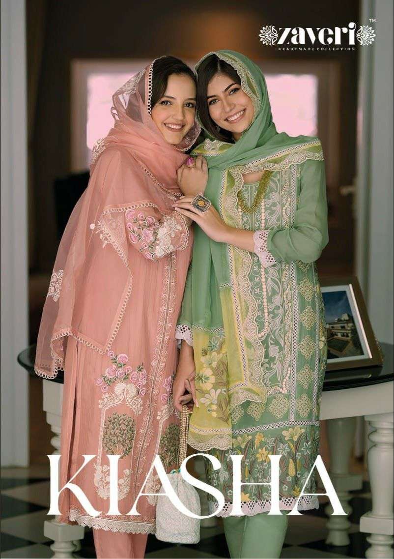 KIASHA BY ZAVERI 1197 TO 1200 SERIES ORGANZA EMBROIDERY READMADE PAKISTANI DRESSES