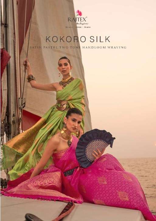 KOKORO SILK BY RAJTEX 308001 TO 308007 SERIES SATIN PASTEL SILK FESTIVE SAREES