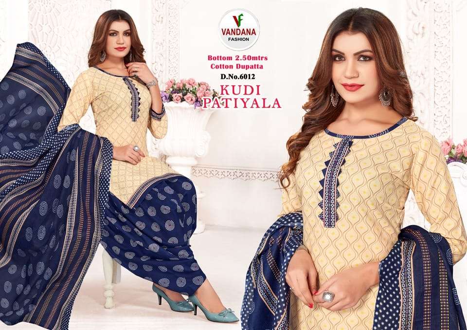 KUDI PATIYALA VOL-6 BY VANDANA FASHON 6001 TO 6012 SERIES COTTON PRINT DRESSES