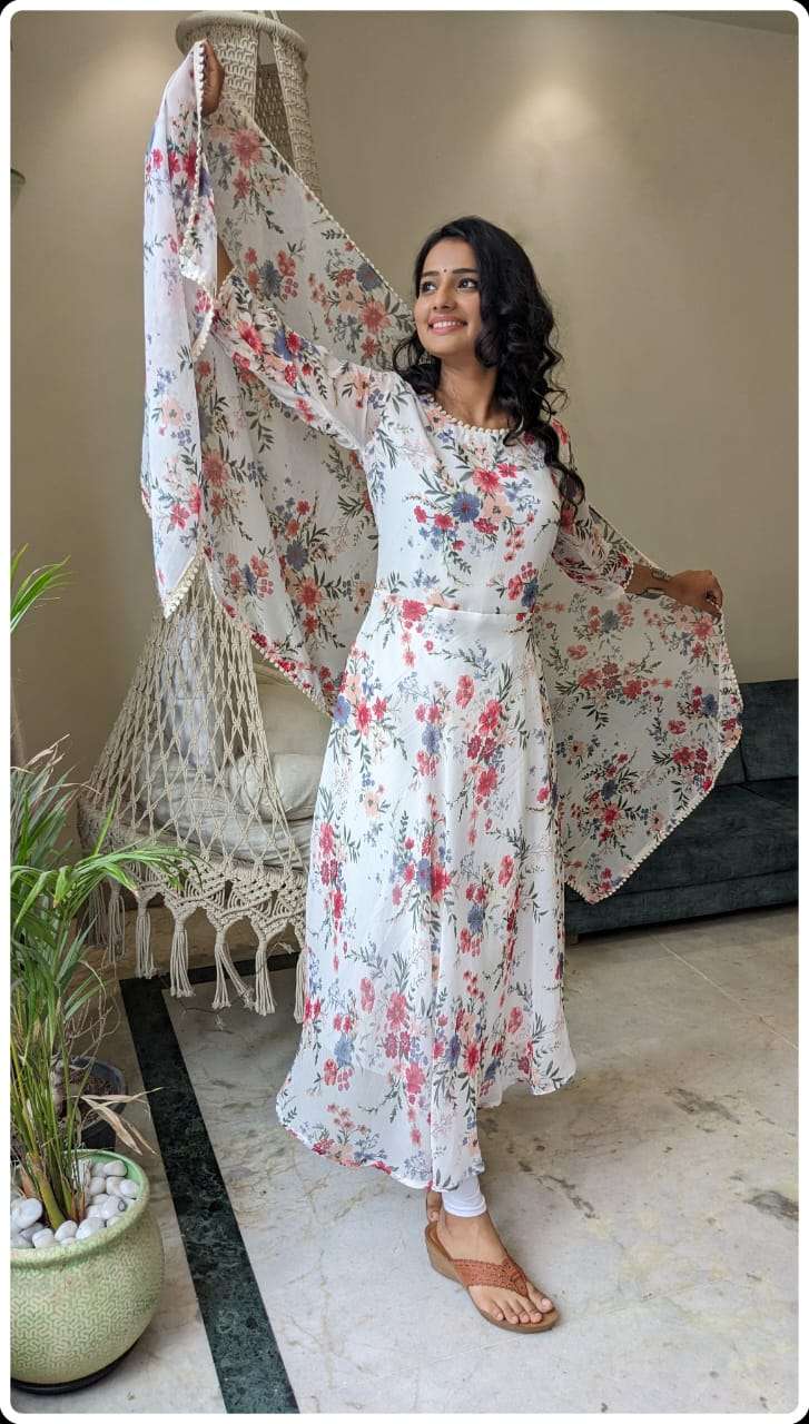 LAINA BY AQSAWHOLESALE HEAVY CHIFFON PRINT READYMADE DRESS