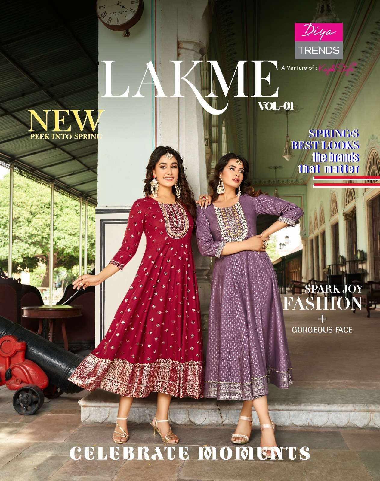 LAKME VOL-1 BY DIYA TRENDS 1001 TO 1008 SERIES RAYON PRINT EMBROIDERY KURTIS