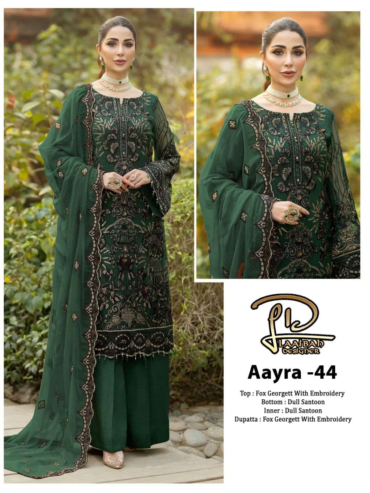 LD AAYRA 44 BY LAAIBAH DESIGNER FAUX GEORGETTE WORK PAKISTANI DRESS