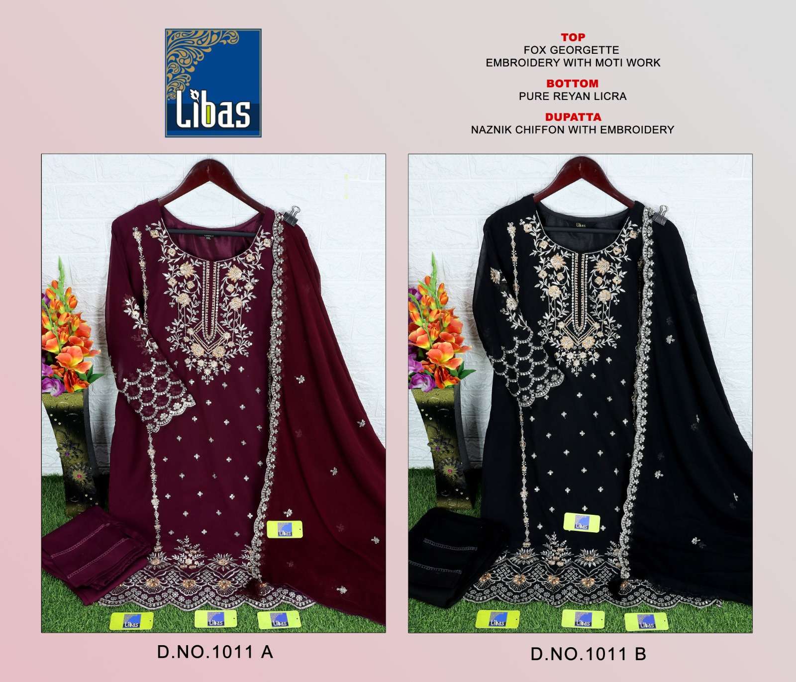 LIBAS 1011 NX BY LIBAS FAUX GEORGETTE EMBROIDERY READYMADE DRESSES