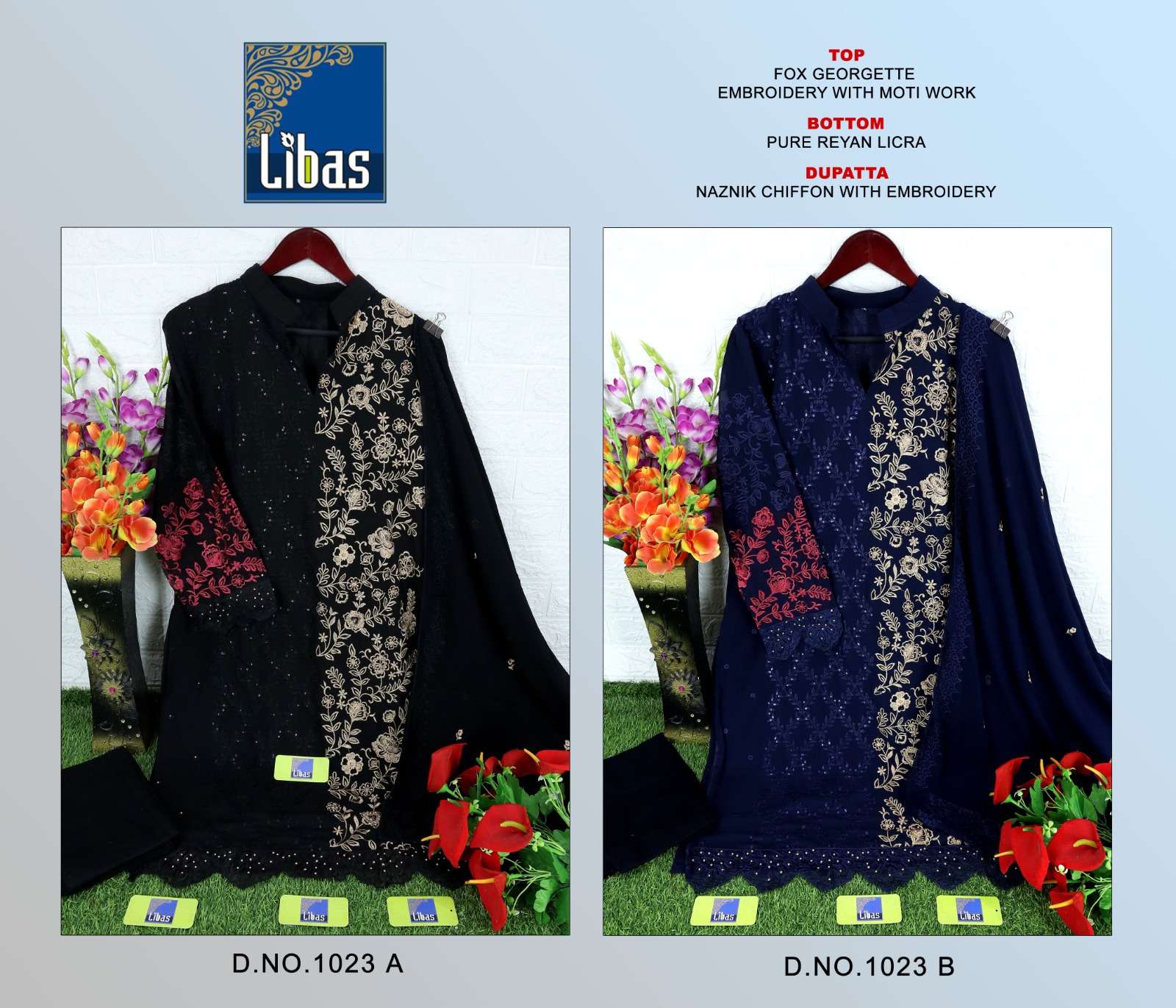 LIBAS 1023 NX BY LIBAS FAUX GEORGETTE EMBROIDERY PAKISTANI READYMADE DRESSES