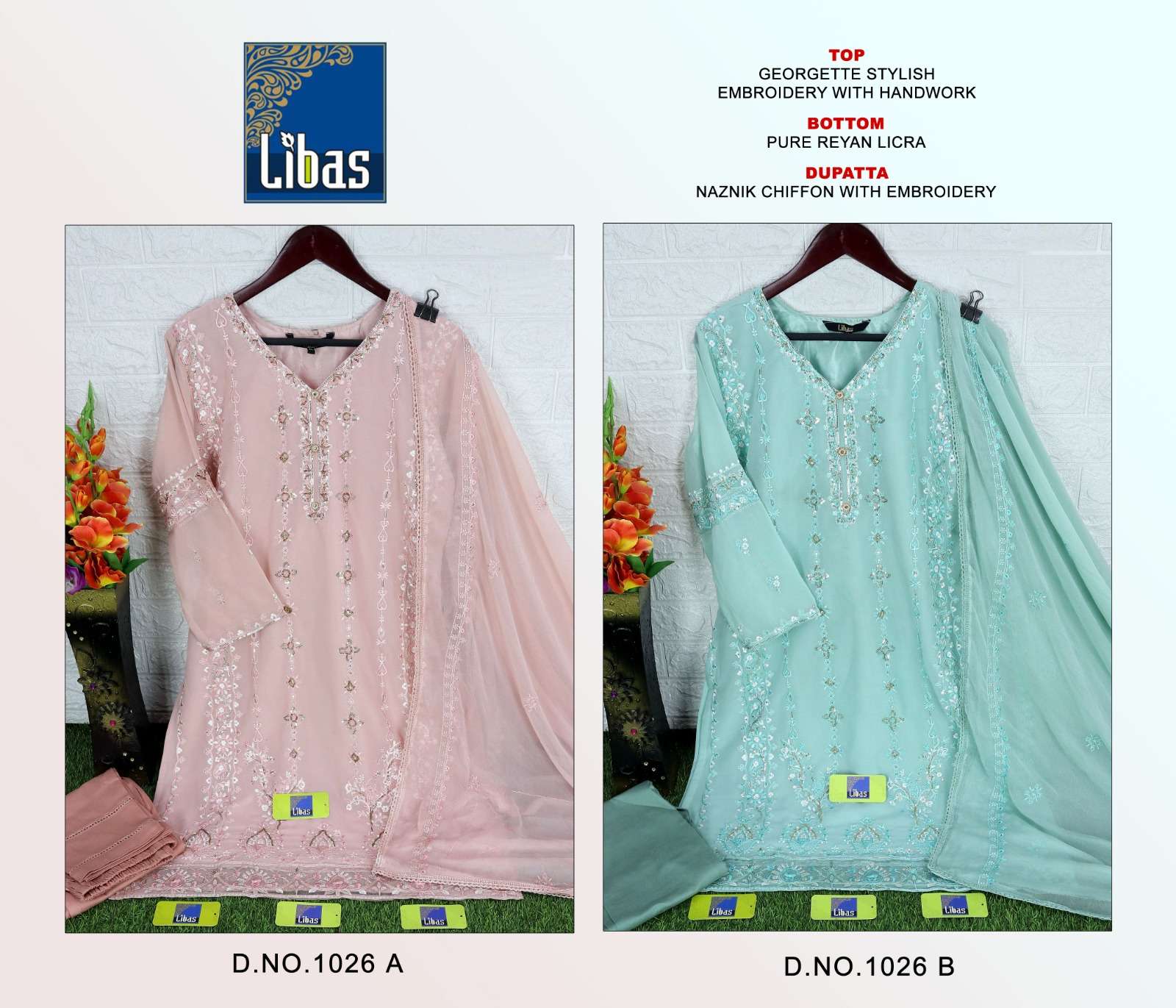 LIBAS 1026 NX BY LIBAS GEORGETTE EMBROIDERY WORK PAKISTANI READYMADE DRESSES