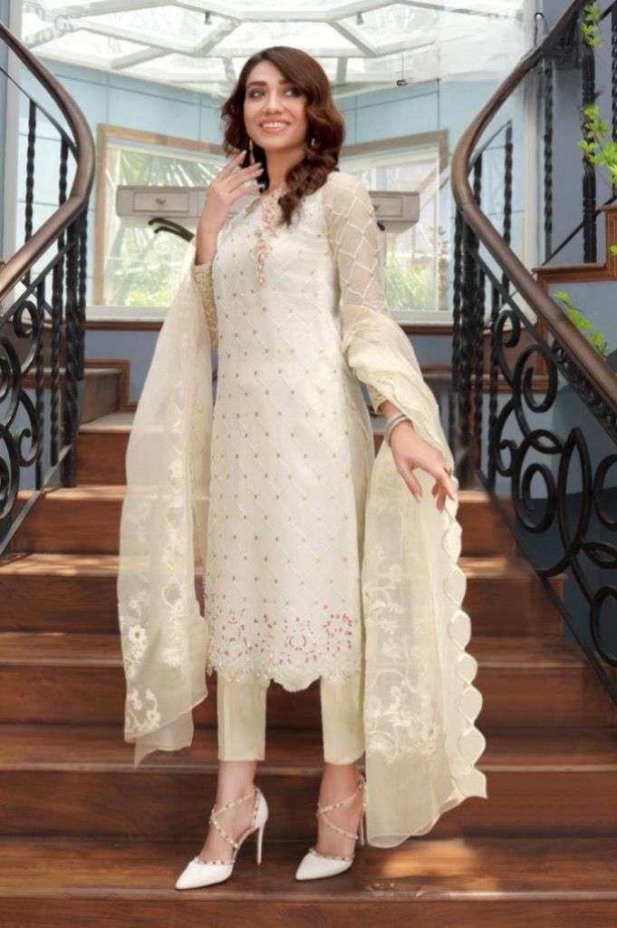 LPC-1255 COLOURS BY AQSAWHOLESALE FAUX GEORGETTE WORK READYMADE DRESSES