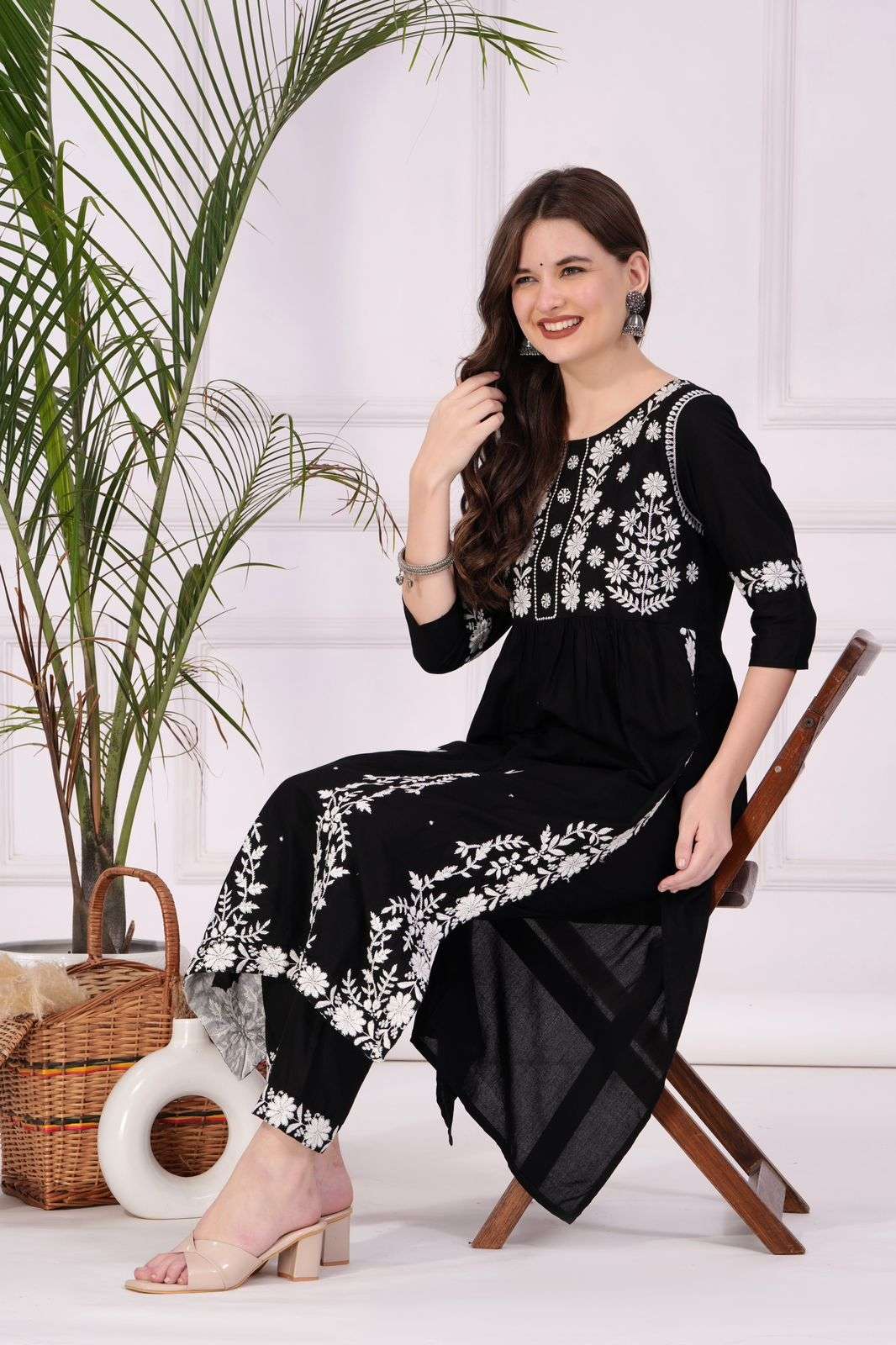 LUCKNOWI VOL-1 BY AQSAWHOLESALE RAYON THREAD LACKNOWI RAYON WORK KURTI AND PANTS