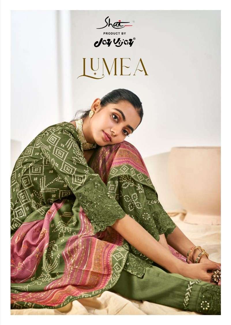 LUMEA BY JAY VIJAY 8651 TO 8658 SERIES SILK PRINT HAND WORK DRESSES