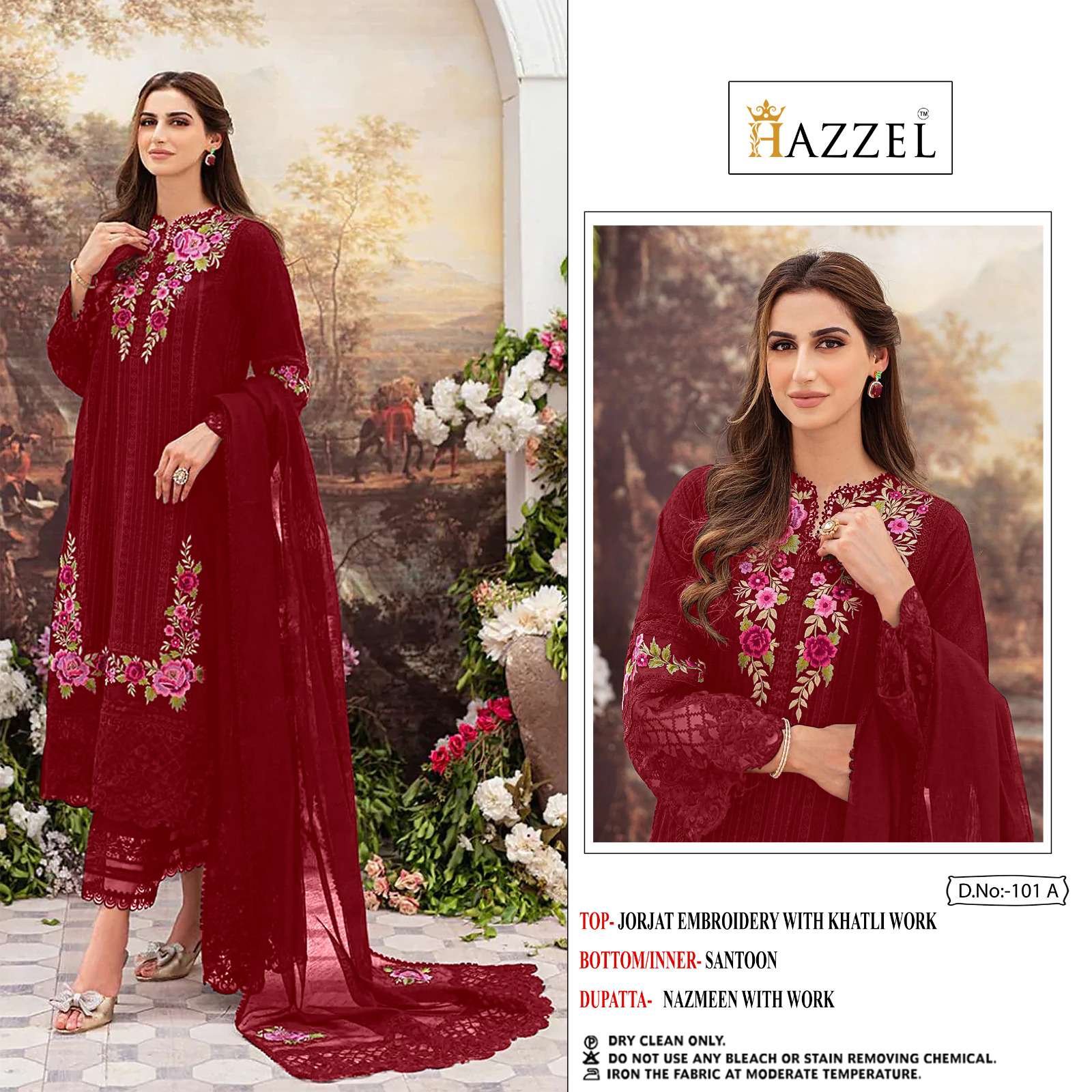 M-101 COLOURS BY HAZZEL HEAVY FAUX GEORGETTE EMBROIDERY PAKISTANI DRESSES