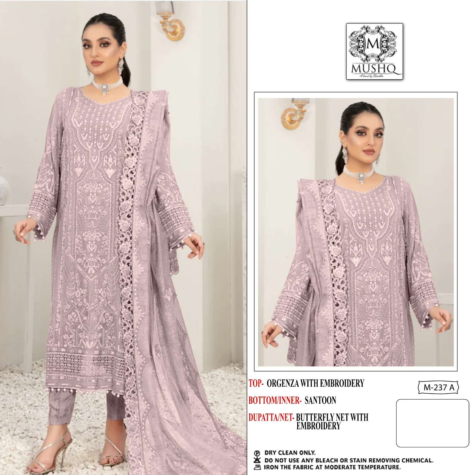 M-237 COLOURS BY MUSHQ ORGANZA EMBROIDERY PAKISTANI DRESSES