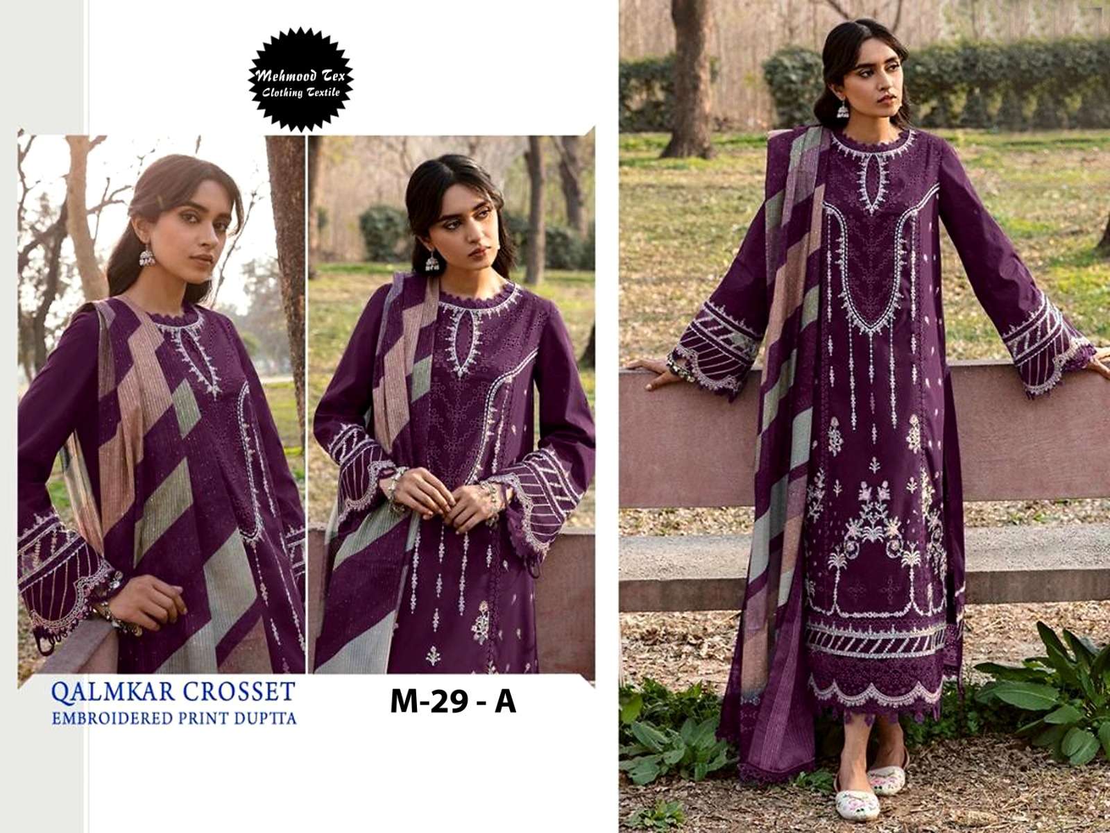 M-29 COLOURS BY MEHBOOB TEX 29-A TO 29-B COTTON EMBROIDERY PAKISTANI DRESSES