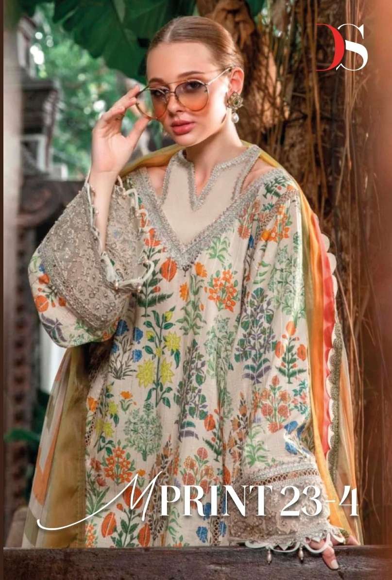 M PRINT 23 VOL-4 BY DEEPSY SUITS 3361 TO 3368 SERIES COTTON EMBROIDERY PAKISTANI DRESSES