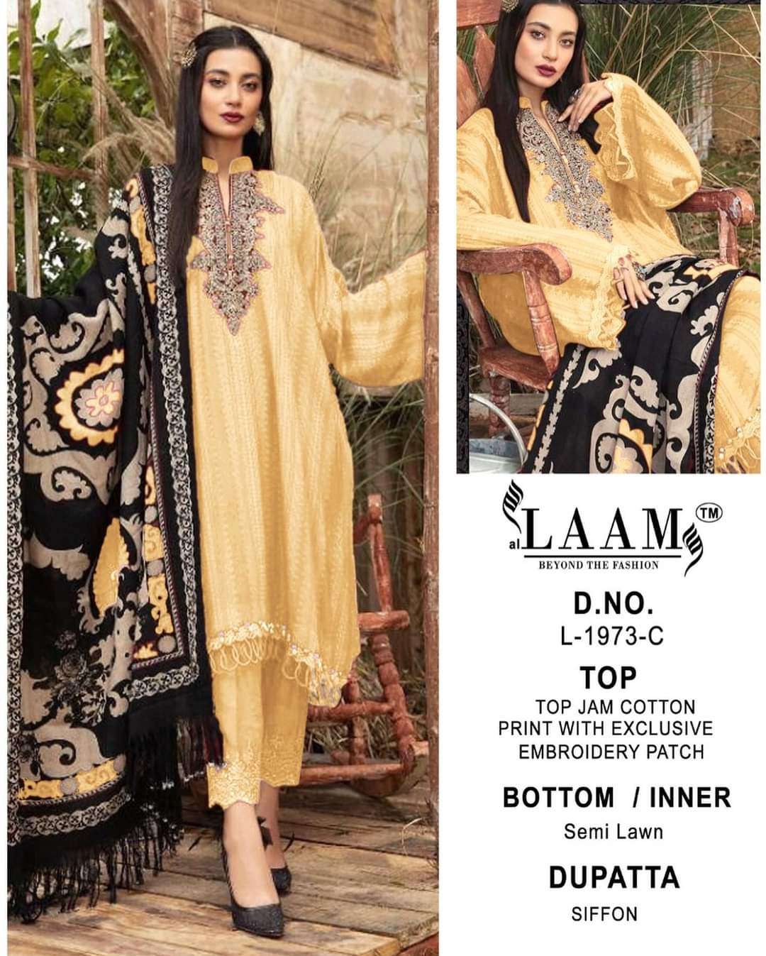 MARIA.B 1973 COLOURS BY AL LAAM JAM COTTON PRINT EMBROIDERY PAKISTANI DRESSES