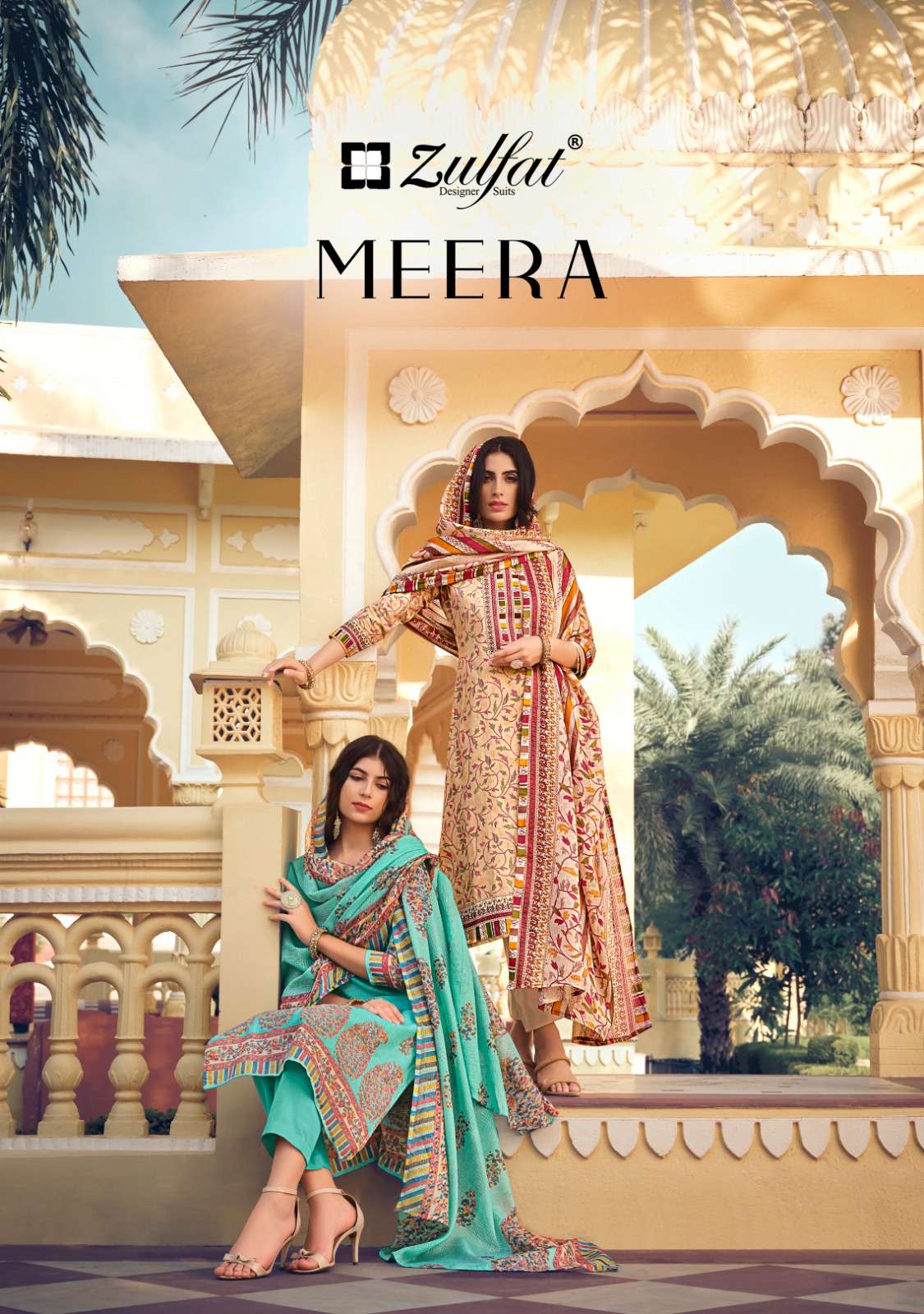 MEERA BY ZULFAT 516-001 TO 516-010 SERIES PURE COTTON DESIGNER PRINT WORK DRESSES