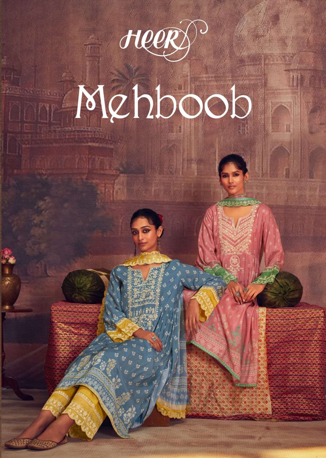 MEHBOOB BY HEER 9031 TO 9038 SERIES MUSLIN PRINT EMBROIDERY WORK DRESSES