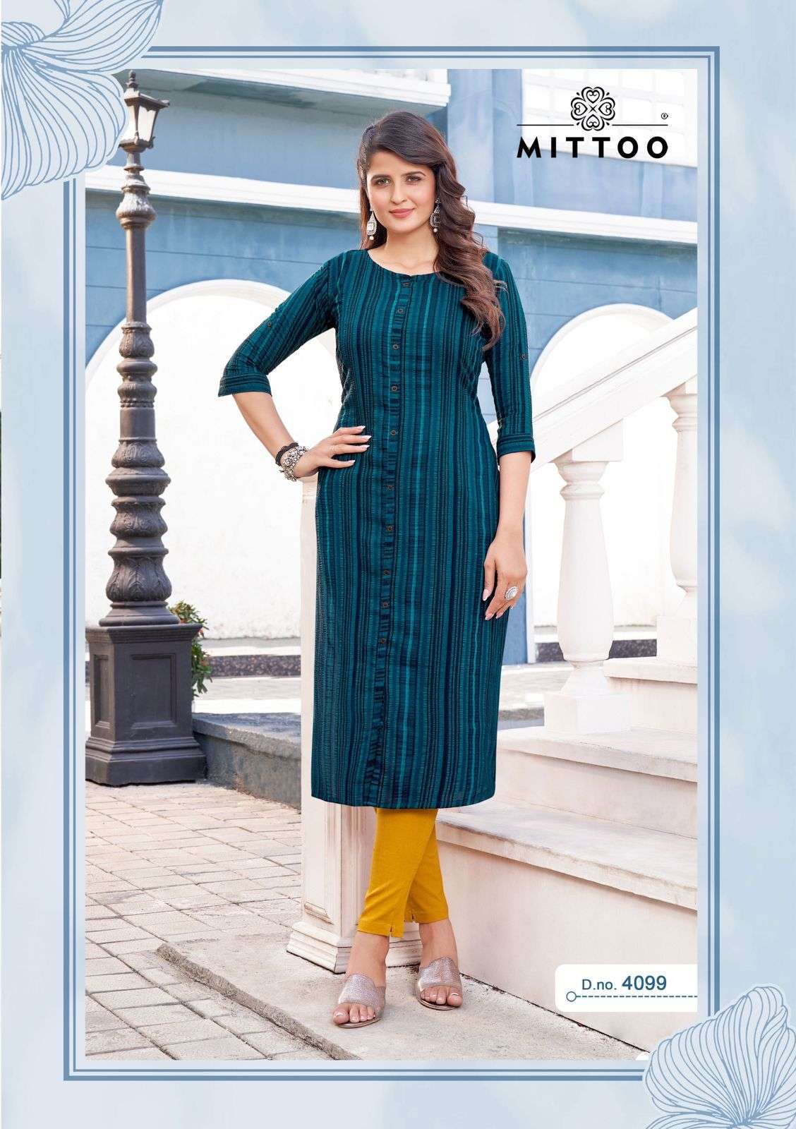 MOHINI VOL-13 BY MITTOO 4097 TO 4100 SERIES RAYON SLUB WORK KURTI AND PANTS