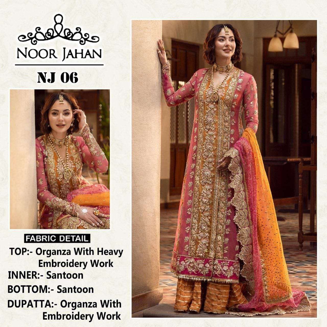 NJ-06 COLOURS BY NOOR JAHAN ORGANZA EMBROIDERY WORK PAKISTANI DRESSES