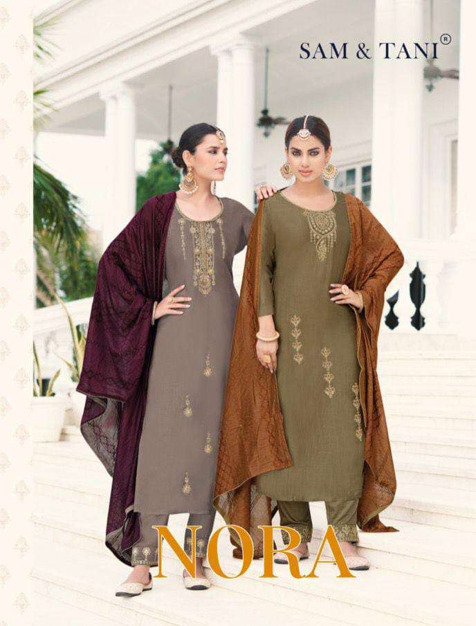 NORA BY SAM&TANI 21 TO 26 SERIES CHINON SILK WORK READYMADE DRESSES