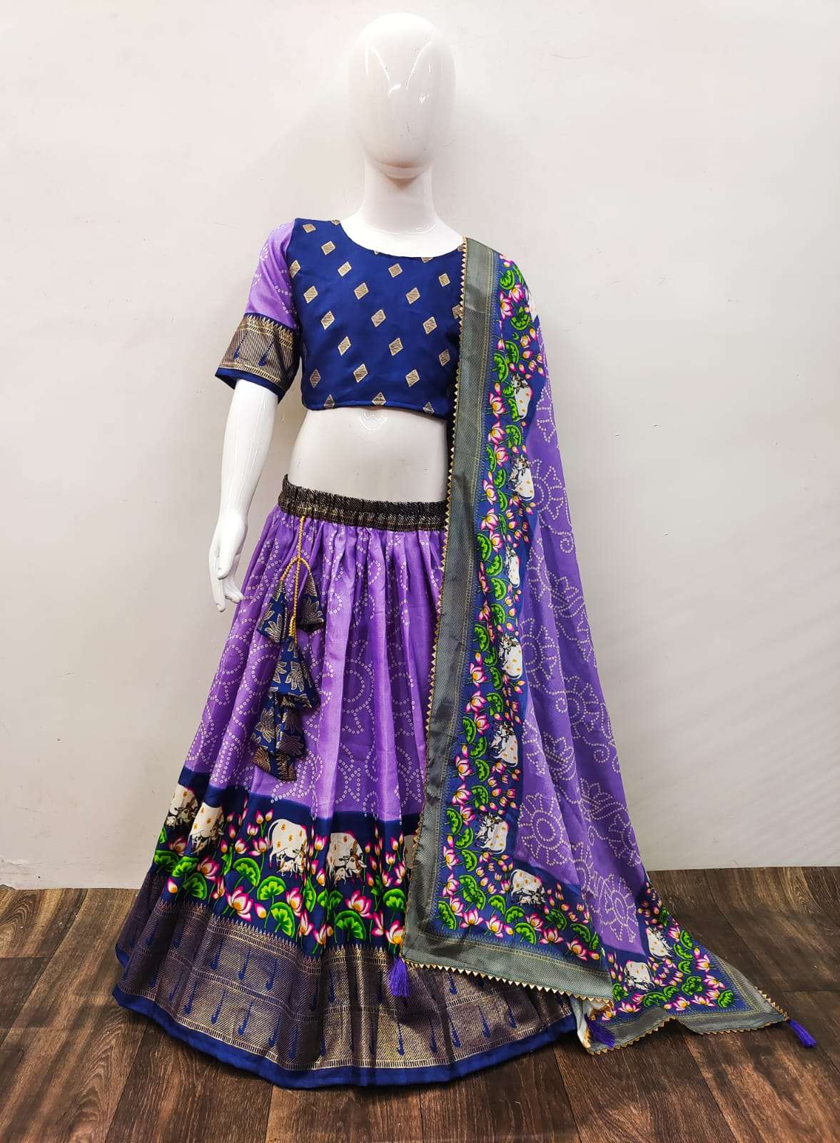 NT-010 BY AQSAWHOLESALE SOFT SILK ZARI WORK KIDS NAVRATRI KIDS LEHENGAS