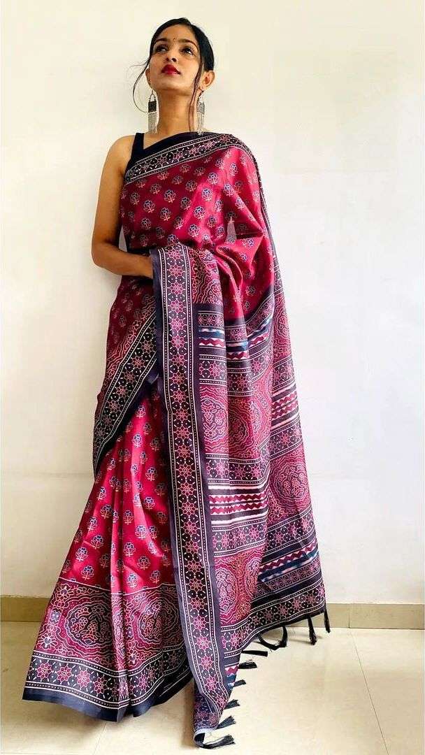 NT-180 BY AQSAWHOLESALE HEAVY VICHITRA SILK PRINT CASUAL WEAR SAREE