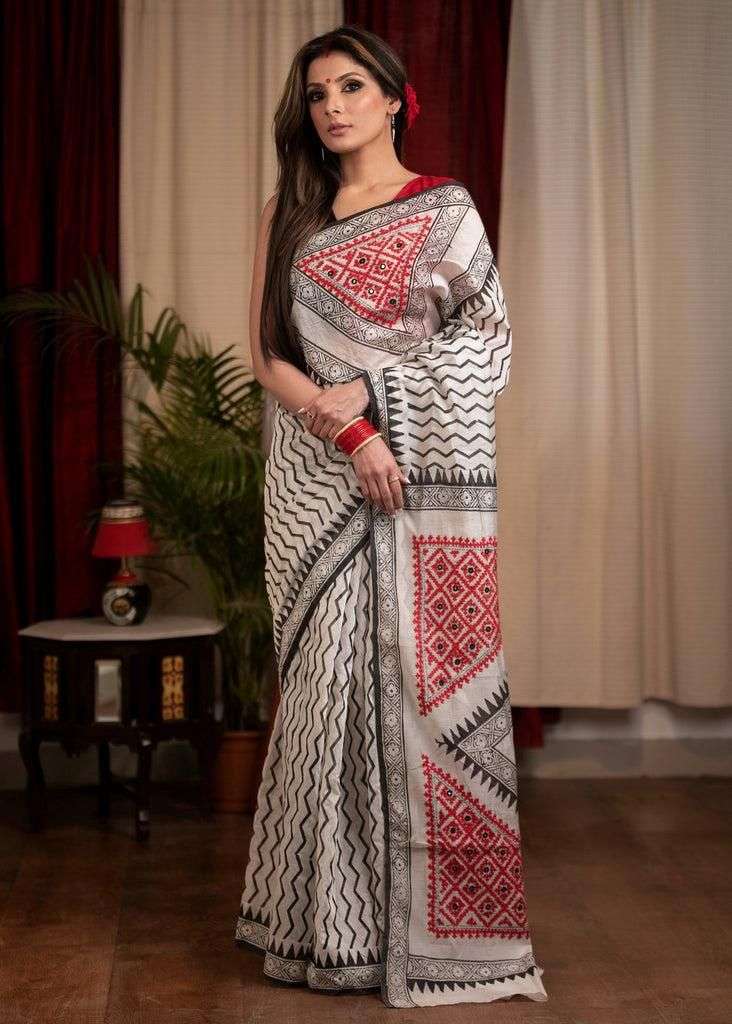 NT-305 BY AQSAWHOLESALE PURE MULMUL COTTON SILK PRINT CASUAL SAREE