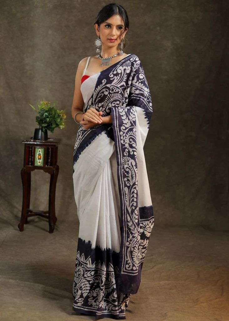 NT-467 BY AQSAWHOLESALE PURE MULMUL COTTON SILK PRINT CASUAL WEAR SAREE