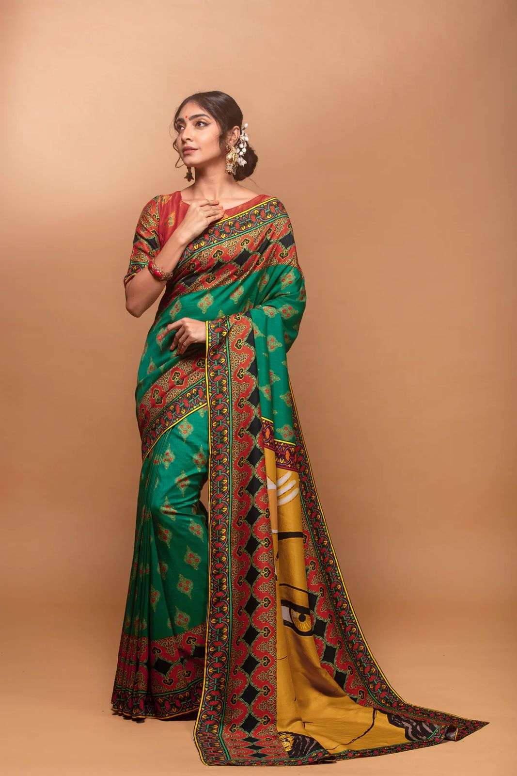 NT-535 BY AQSAWHOLESALE CREPE SILK FANCY PRINT WORK SAREE