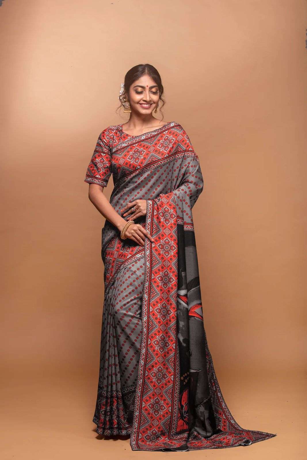 NT-540 BY AQSAWHOLESALE CREPE SILK PRINT CASUAL WEAR SAREE